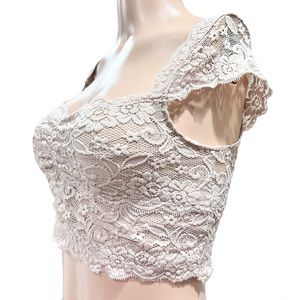 XS Women Lace Trim Cami Tank Crop